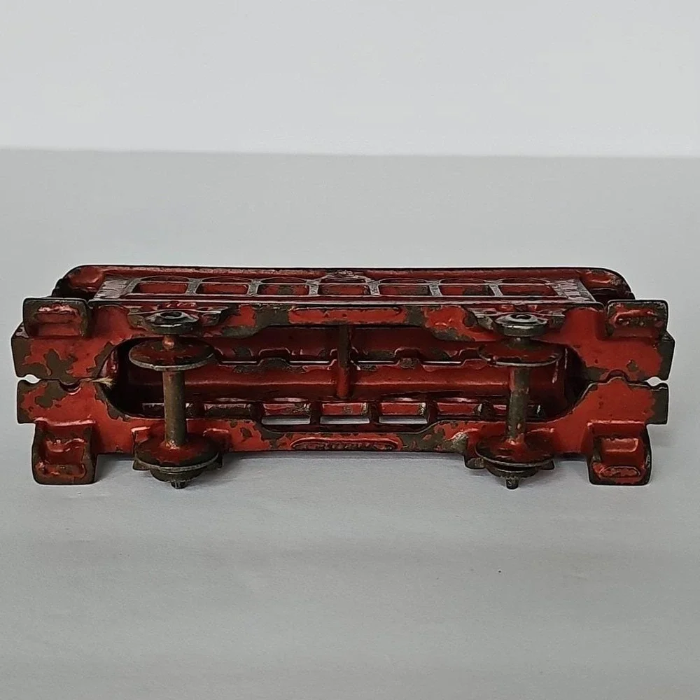 Vintage Cast Iron Red Trolley Car Toy Metal 1829